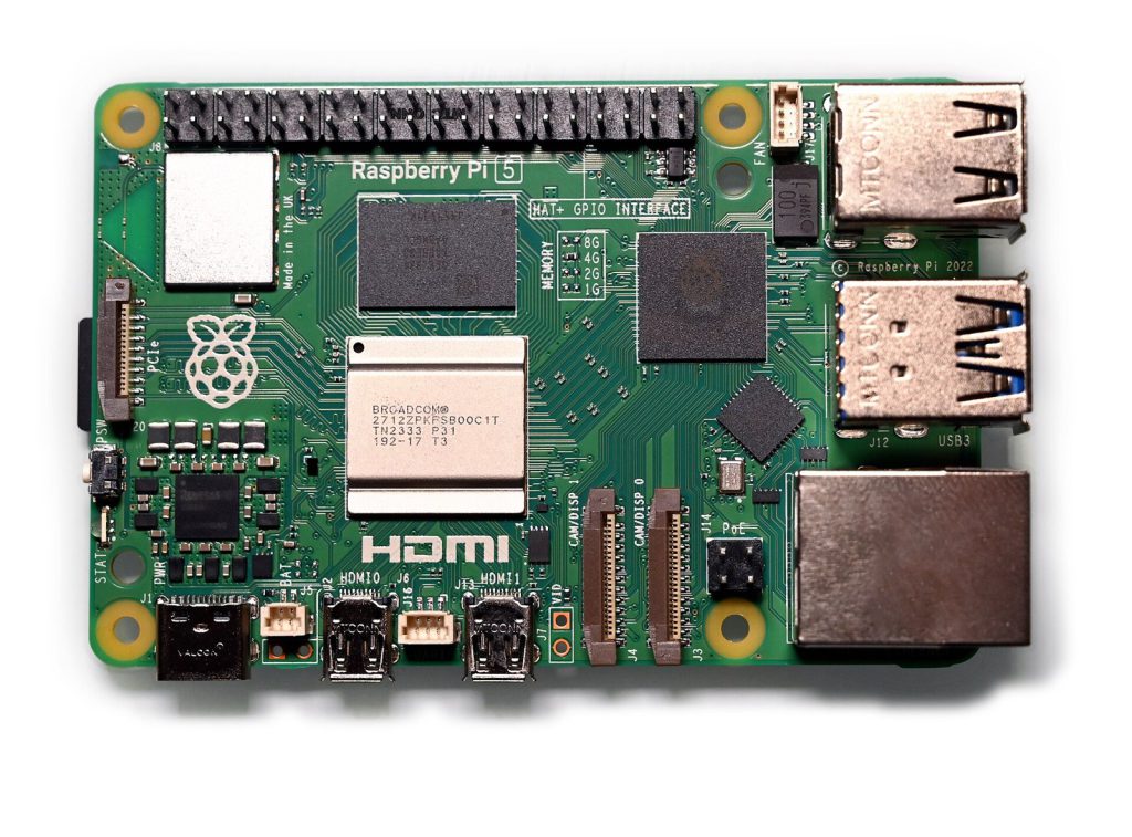 Raspberry Pi 5 board with built-in Bluetooth for a PS3 controller